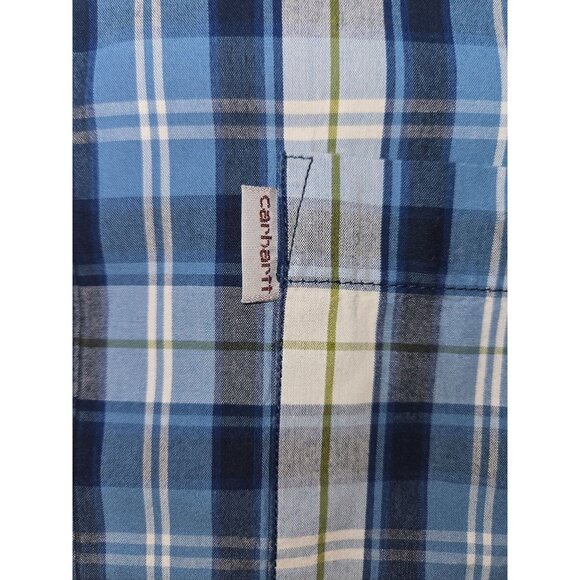 Carhartt Mens Relaxed Fit Short Sleeve Shirt XL - Blue Plaid - Picture 7 of 8